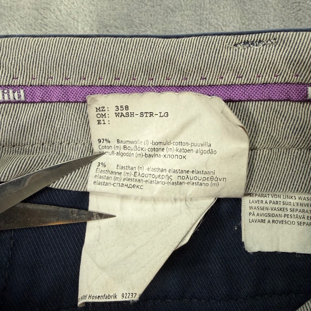 Hiltl Trousers Mens Size 36x29 Navy Blue Chino Pants Casual Formal - Picture 5 of 9